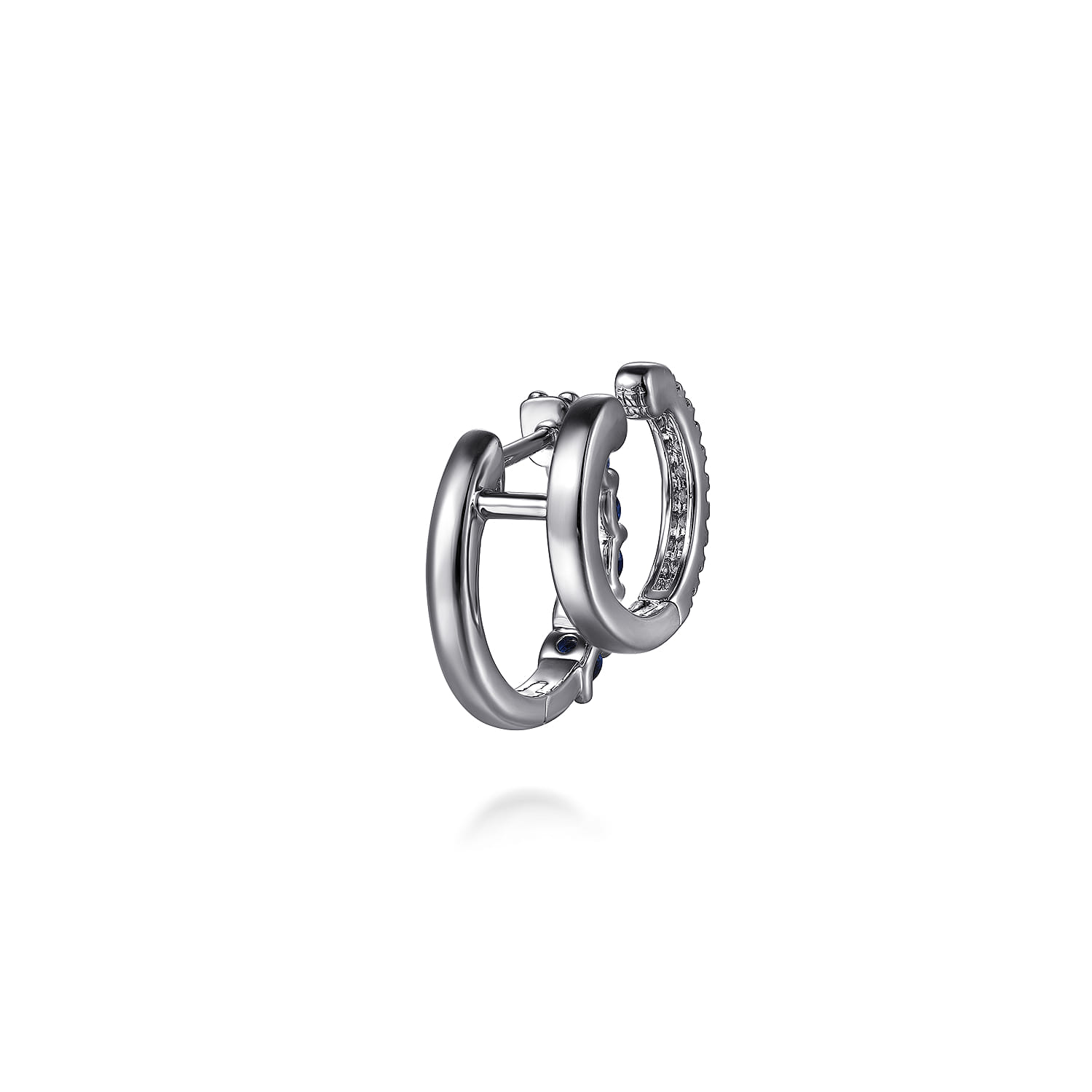 Diamond and Blue Sapphire Stuggies Earrings in 14K White Gold, photograph 3