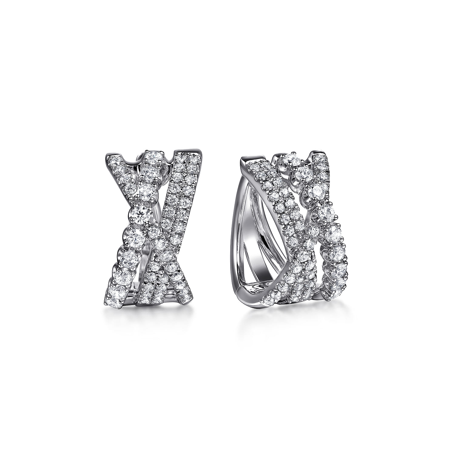 Diamond Criss Cross Huggie Earrings