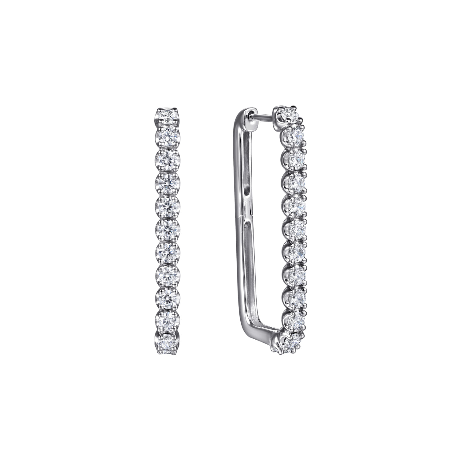 Diamond Classic Paperclip Hoop Earrings