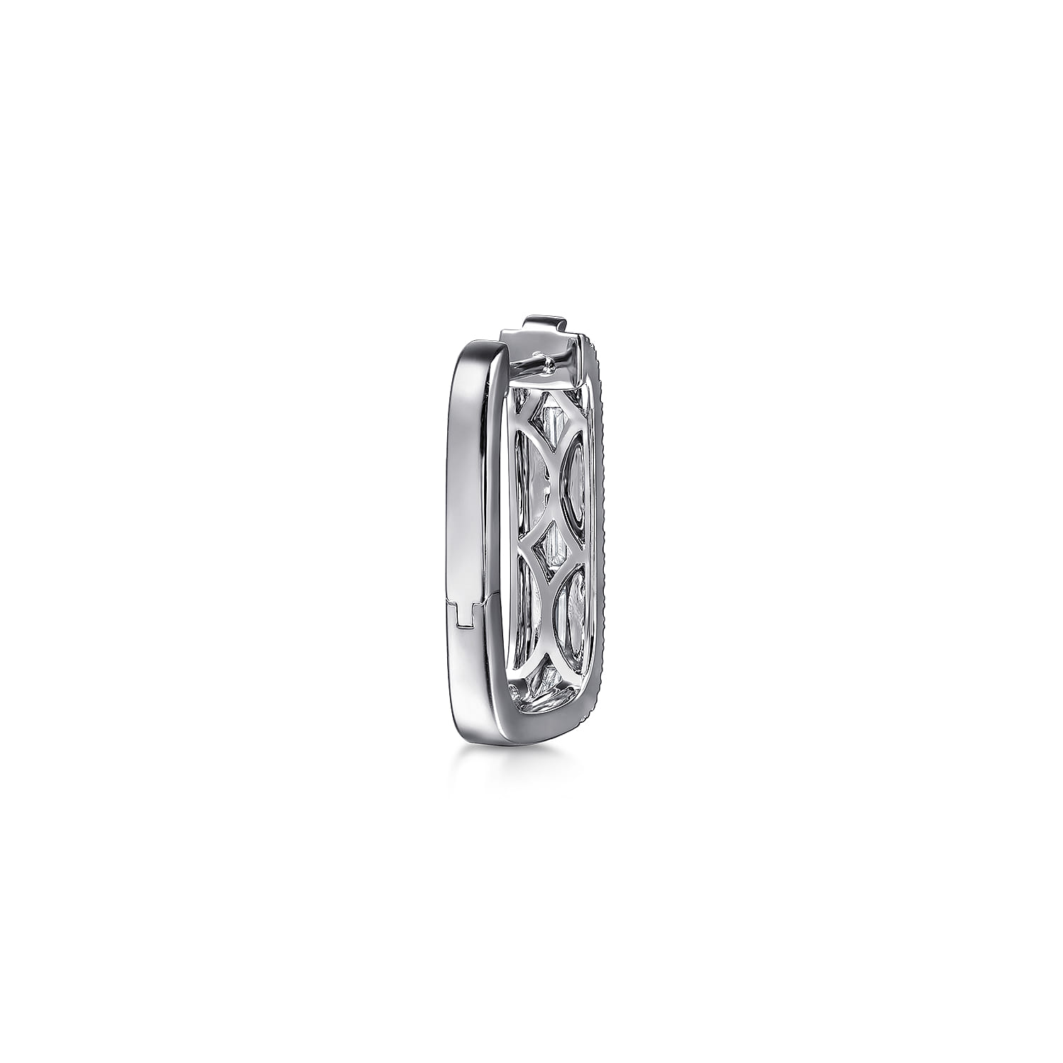 Diamond Classic Hoop Earrings in 14K White Gold, photograph 3