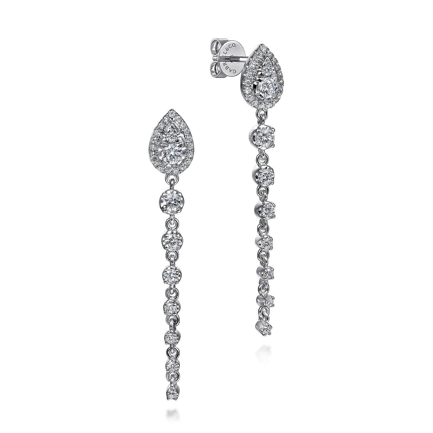 Graduating Diamond Stud Drop Earrings