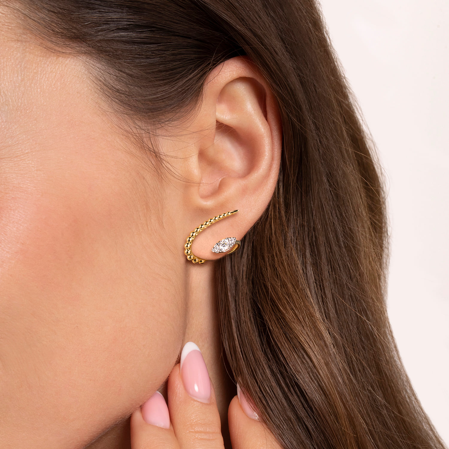 Bujukan Diamond Stud Earrings in 14K White/Yellow Gold, photograph 2
