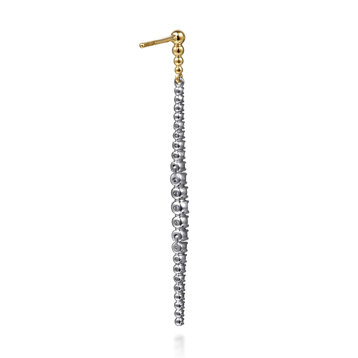 Bujukan Diamond Stud Drop Earrings in 14K White/Yellow Gold, photograph 3