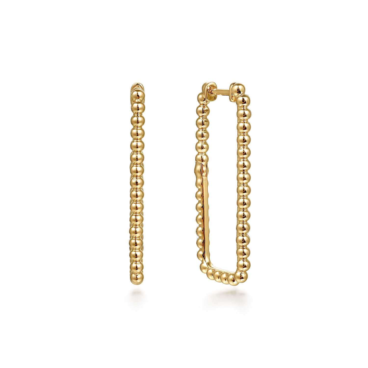 Bujukan Beads 30mm Rectangle Hoop Earrings in 14K Yellow Gold