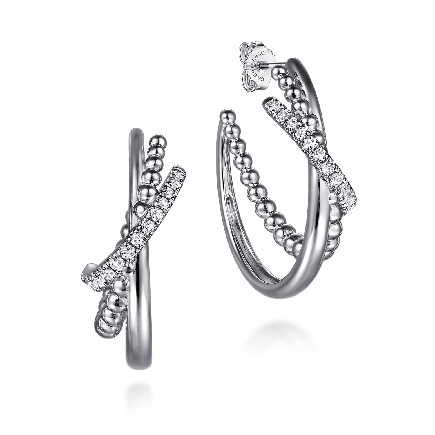 30 mm Bujukan and White Sapphire J Hoop Earrings