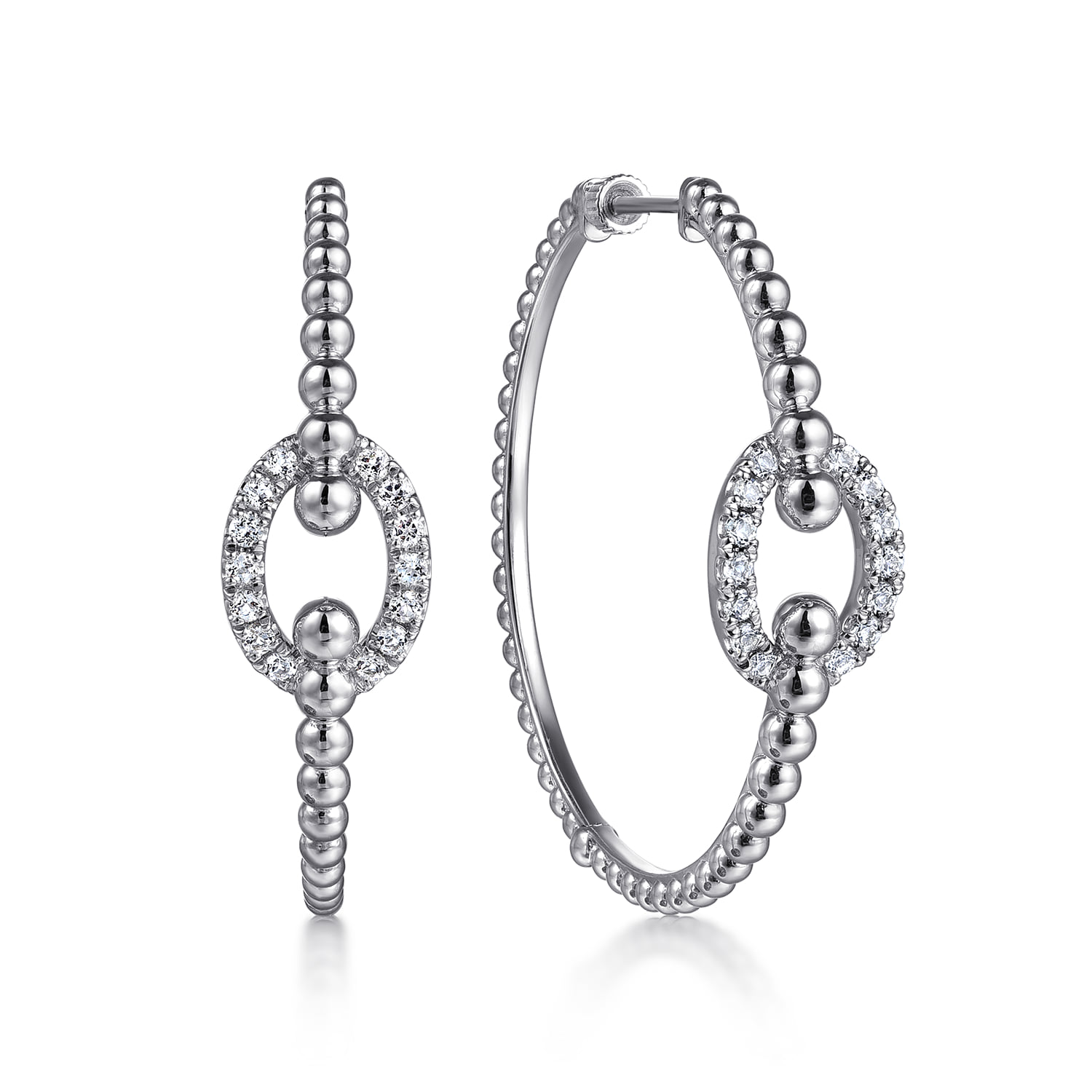 Bujukan and White Sapphire Hoop Earrings