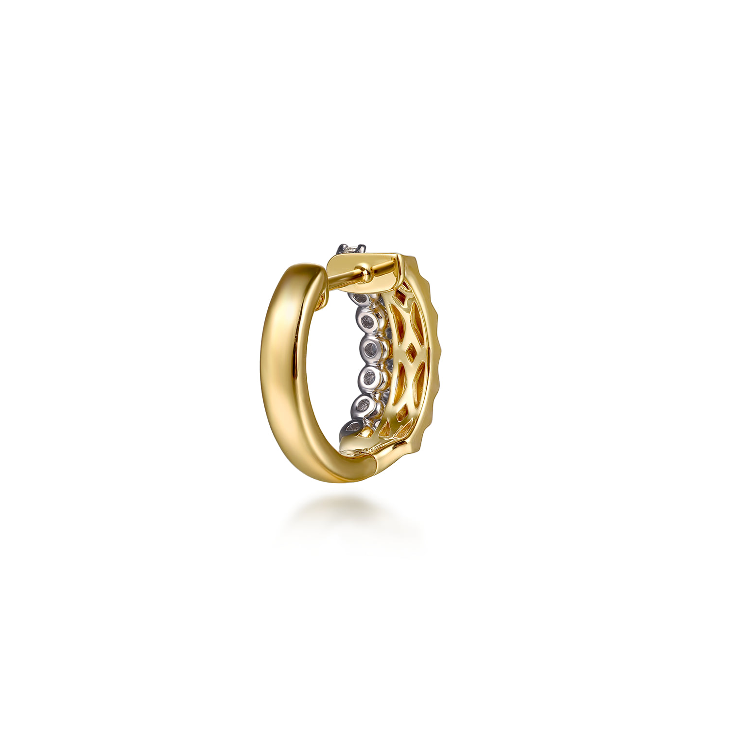 Huggie Earrings Diamond 0.35ct in 14K White/Yellow Gold, photograph 3