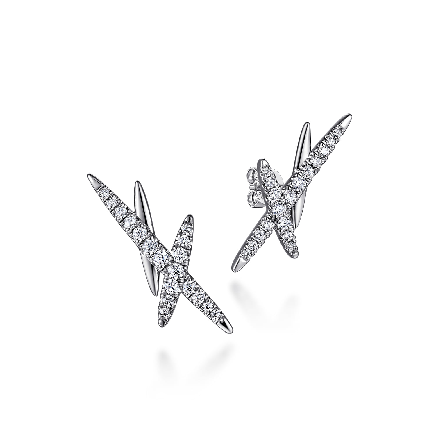 Graduating Diamond Spike Ear Climber Stud Earrings