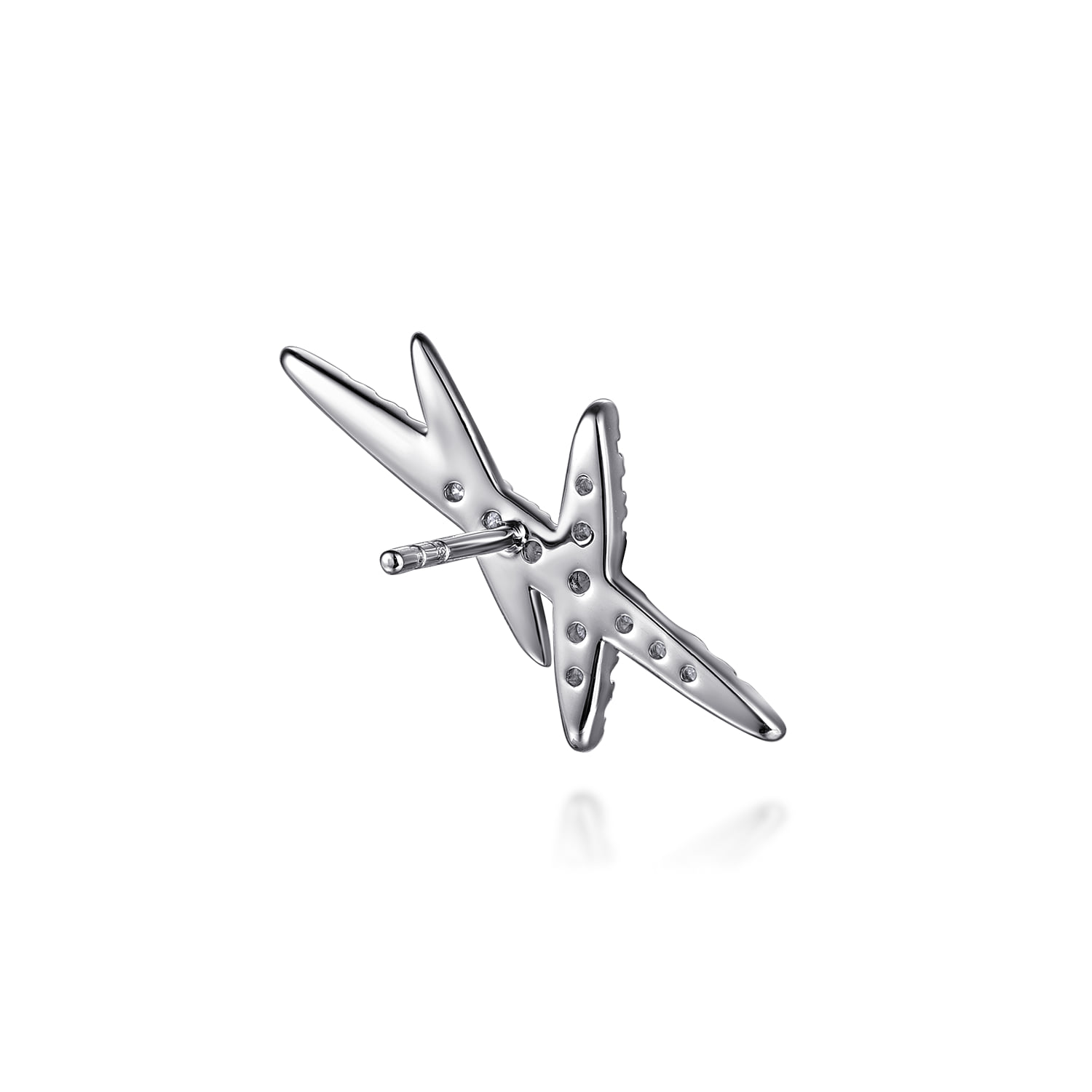 Graduating Diamond Spike Ear Climber Stud Earrings in 14K White Gold, photograph 3