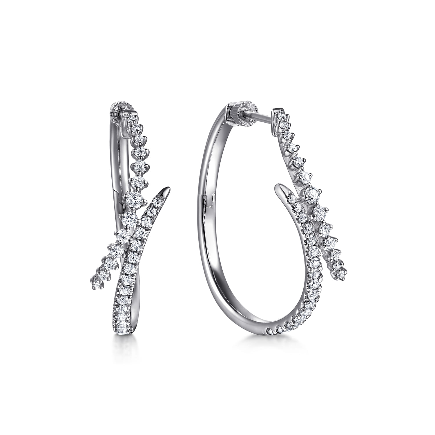 Diamond Spike Bypass Hoop Earrings