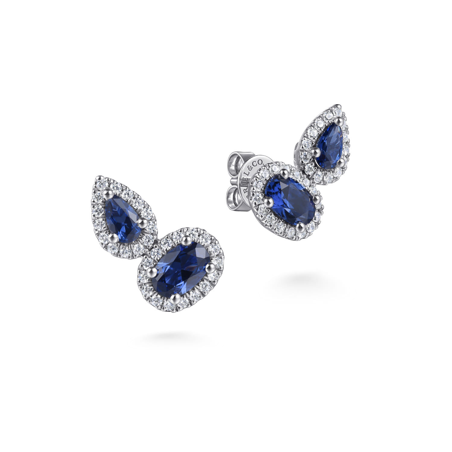 Toi et Moi Sapphire and Diamond Halo Stud Earrings