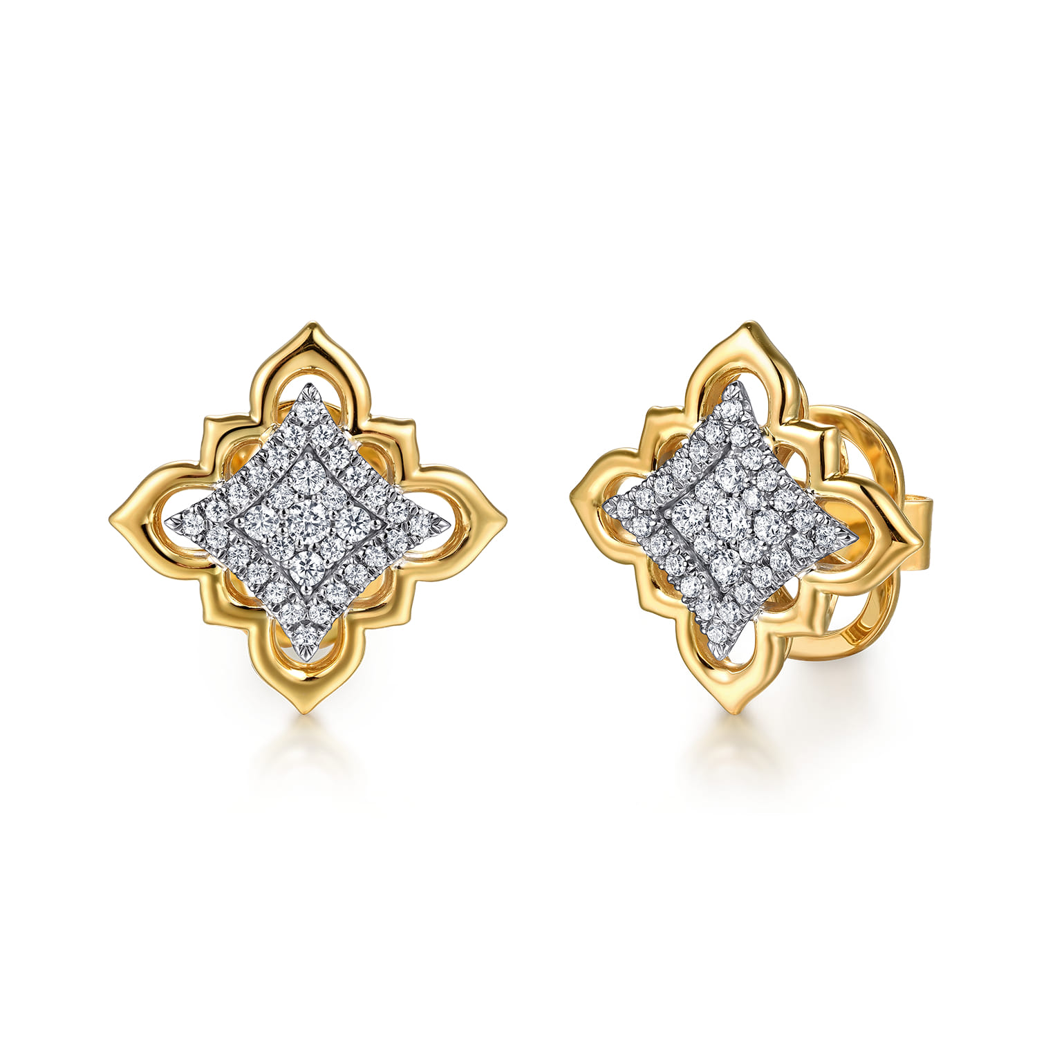 Graduating Diamond Floral Stud Earrings