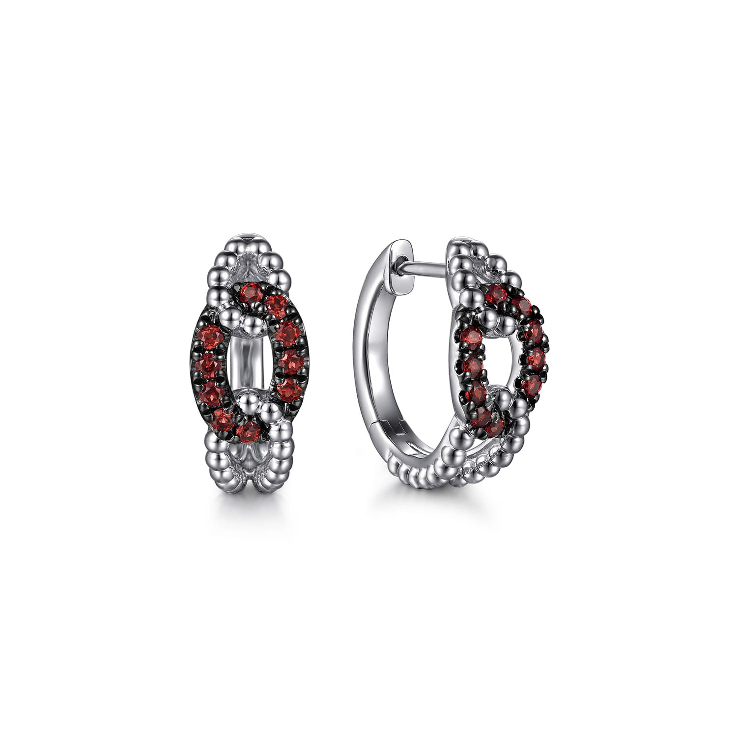 Garnet Bujukan Link Huggie Earrings in Sterling Silver