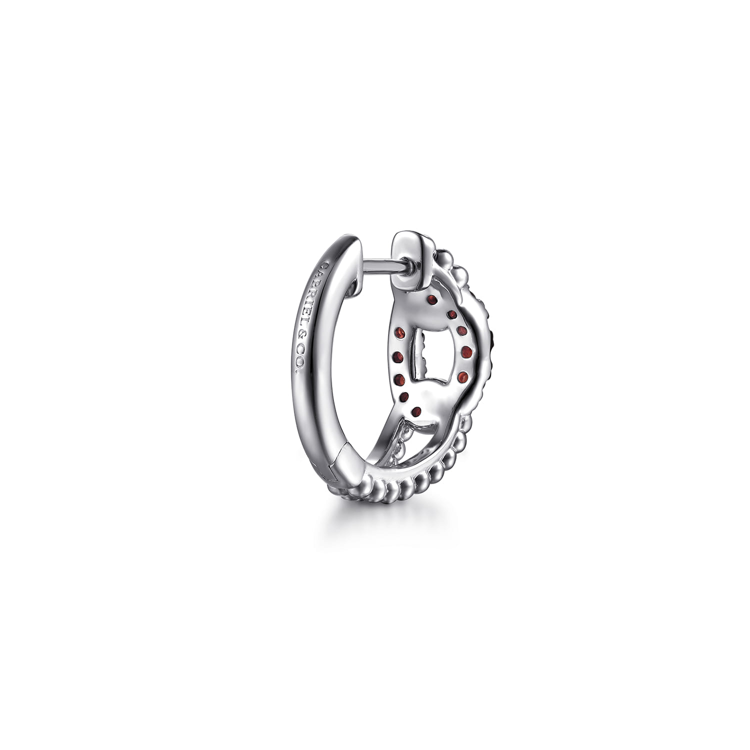 Garnet Bujukan Link Huggie Earrings in Sterling Silver, photograph 2