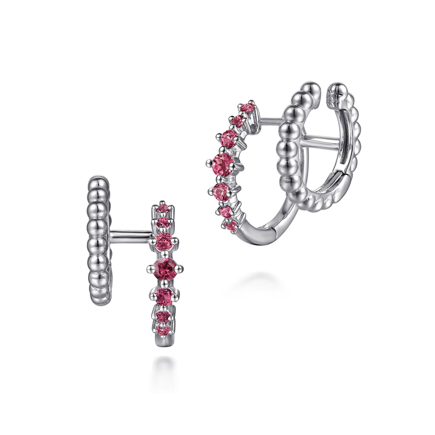 Bujukan and Pink Tourmaline Stuggies Earrings in Sterling Silver