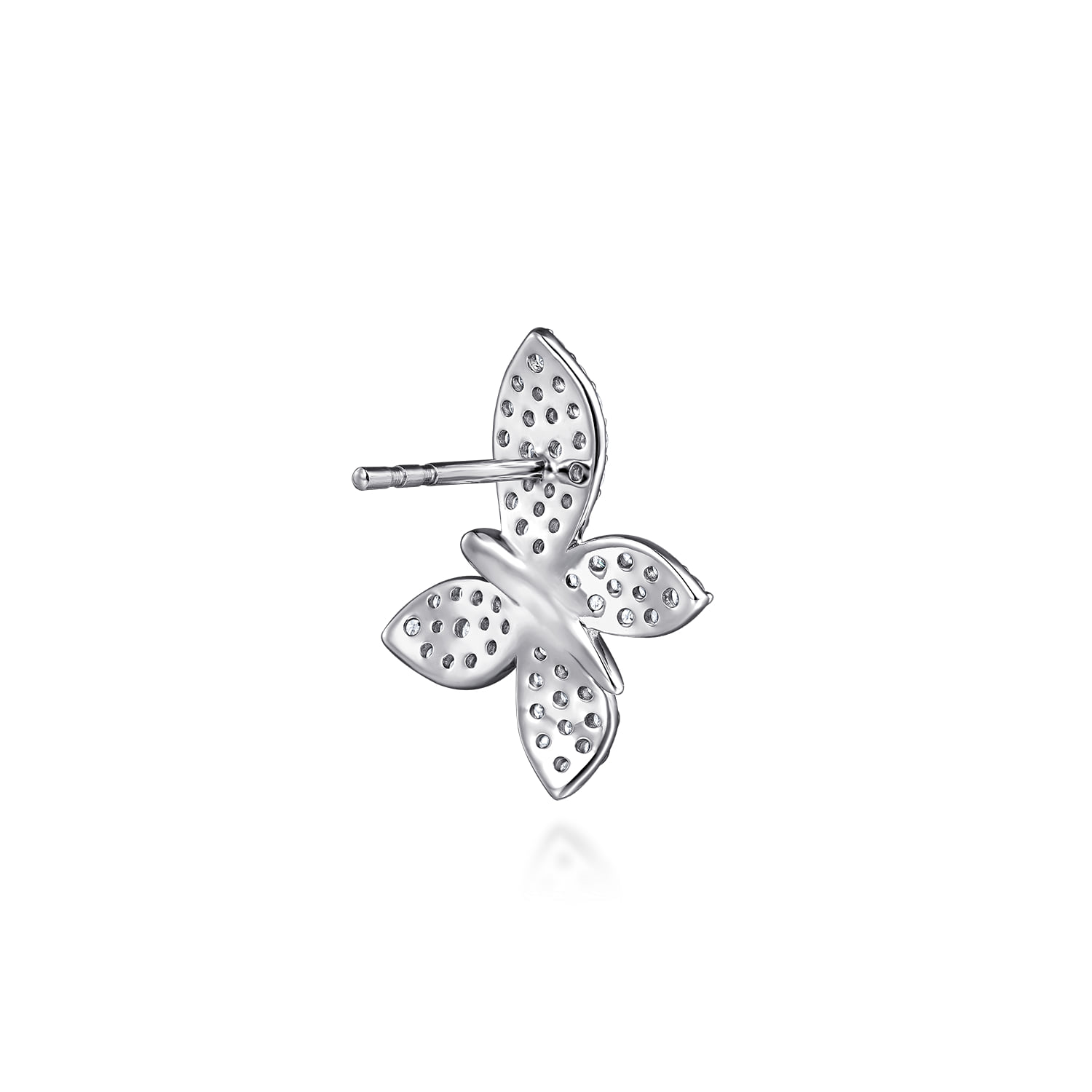 Diamond Butterfly Stud Earrings in 14K White Gold, photograph 2