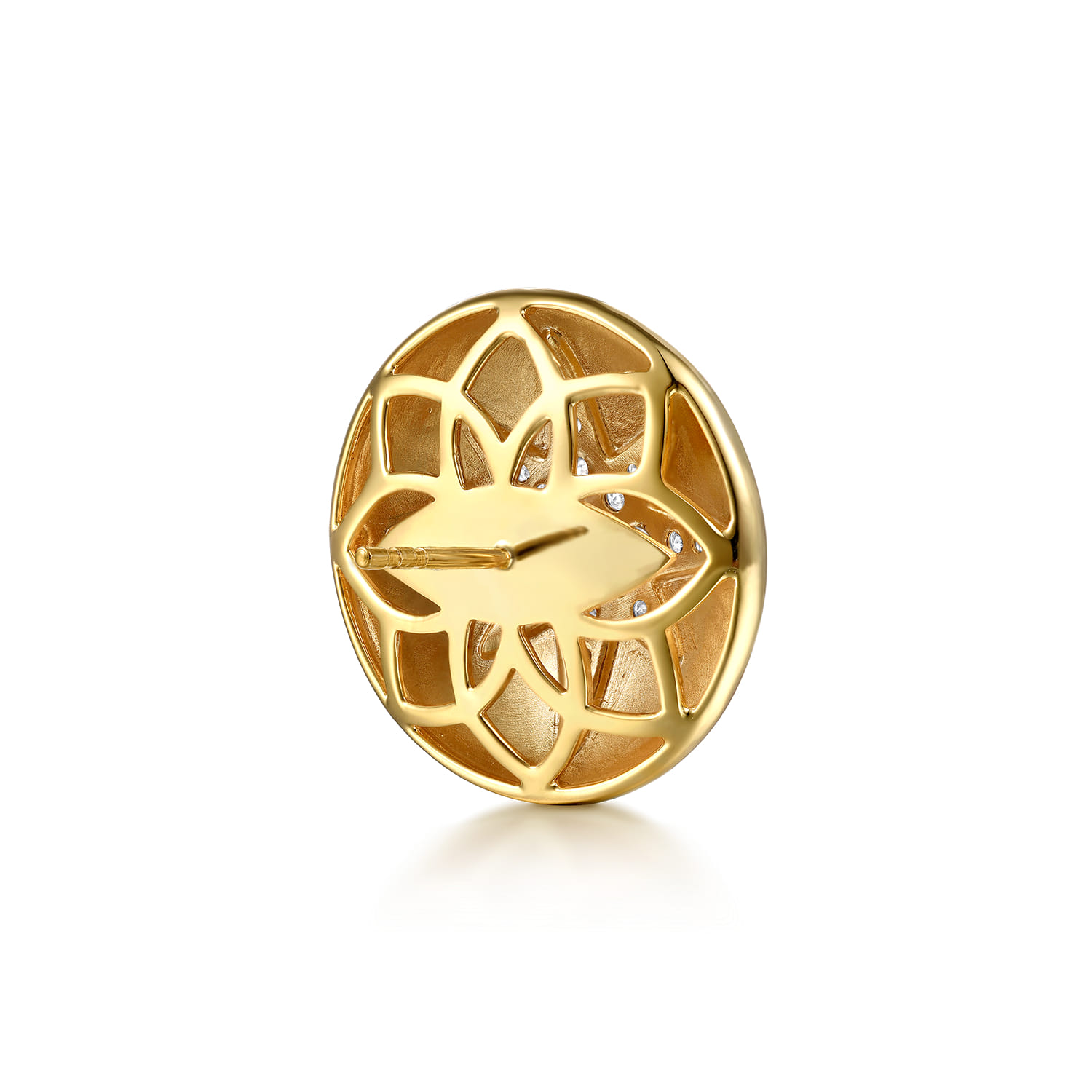Diamond Starburst Stud Earrings in 14K Yellow Gold, photograph 2