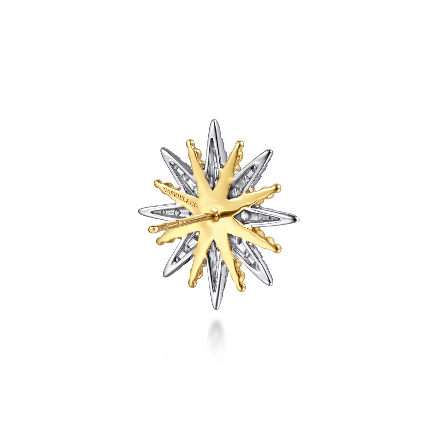 Bujukan Diamond Starburst Stud Earrings in 14K White/Yellow Gold, photograph 2