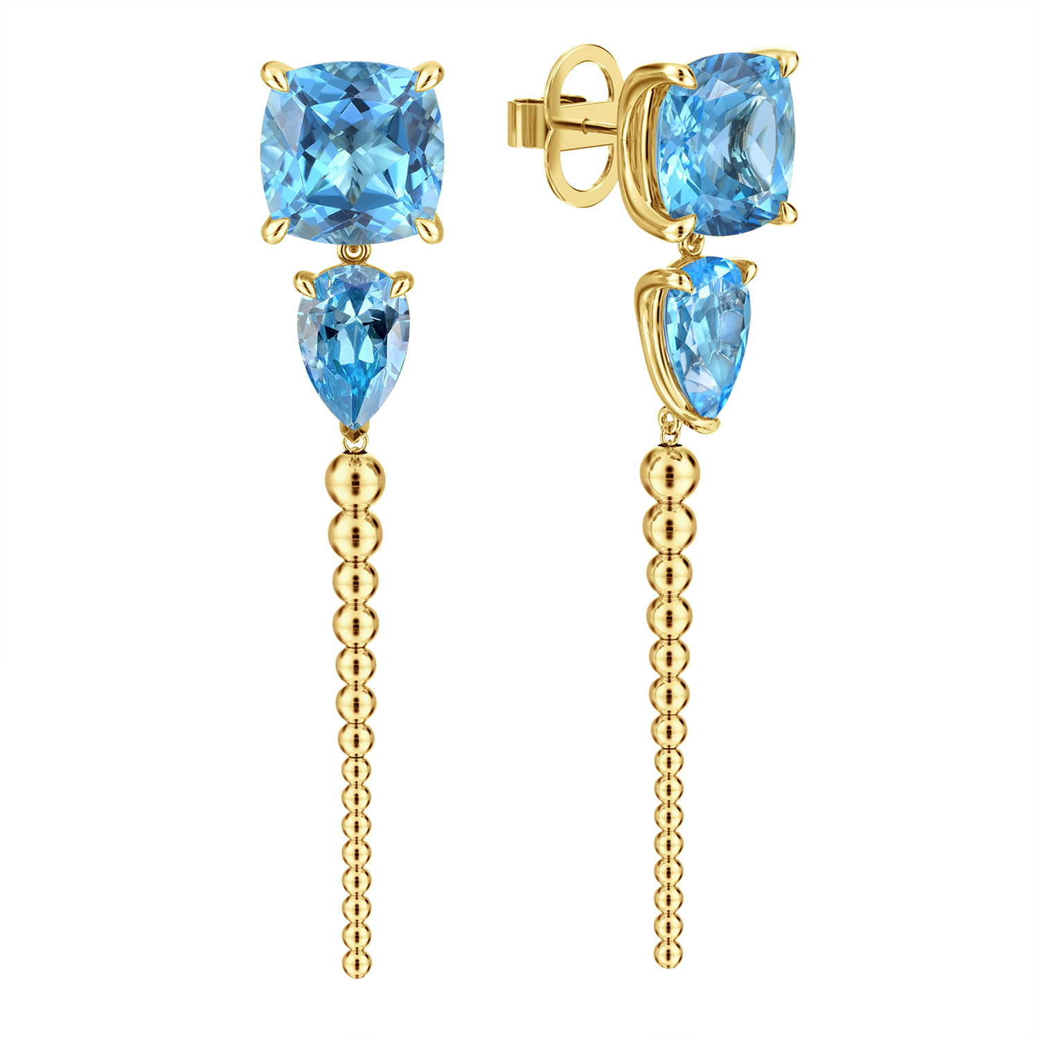 Bujukan and Blue Topaz Stud Drop Earrings