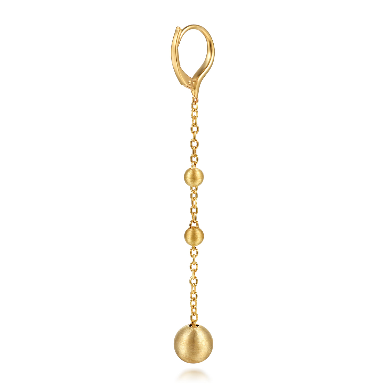 Bujukan Ball Leverback Drop Earrings in 14K Yellow Gold, photograph 2