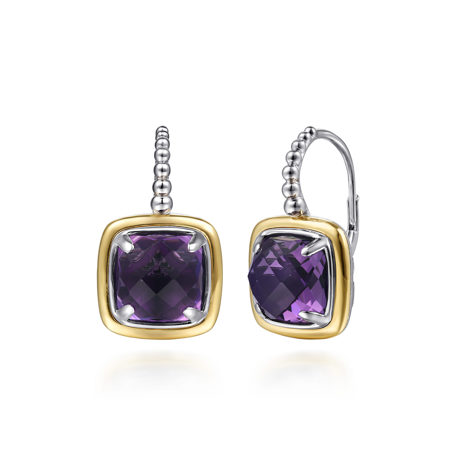and Bujukan Cushion Amethyst Leverback Earrings