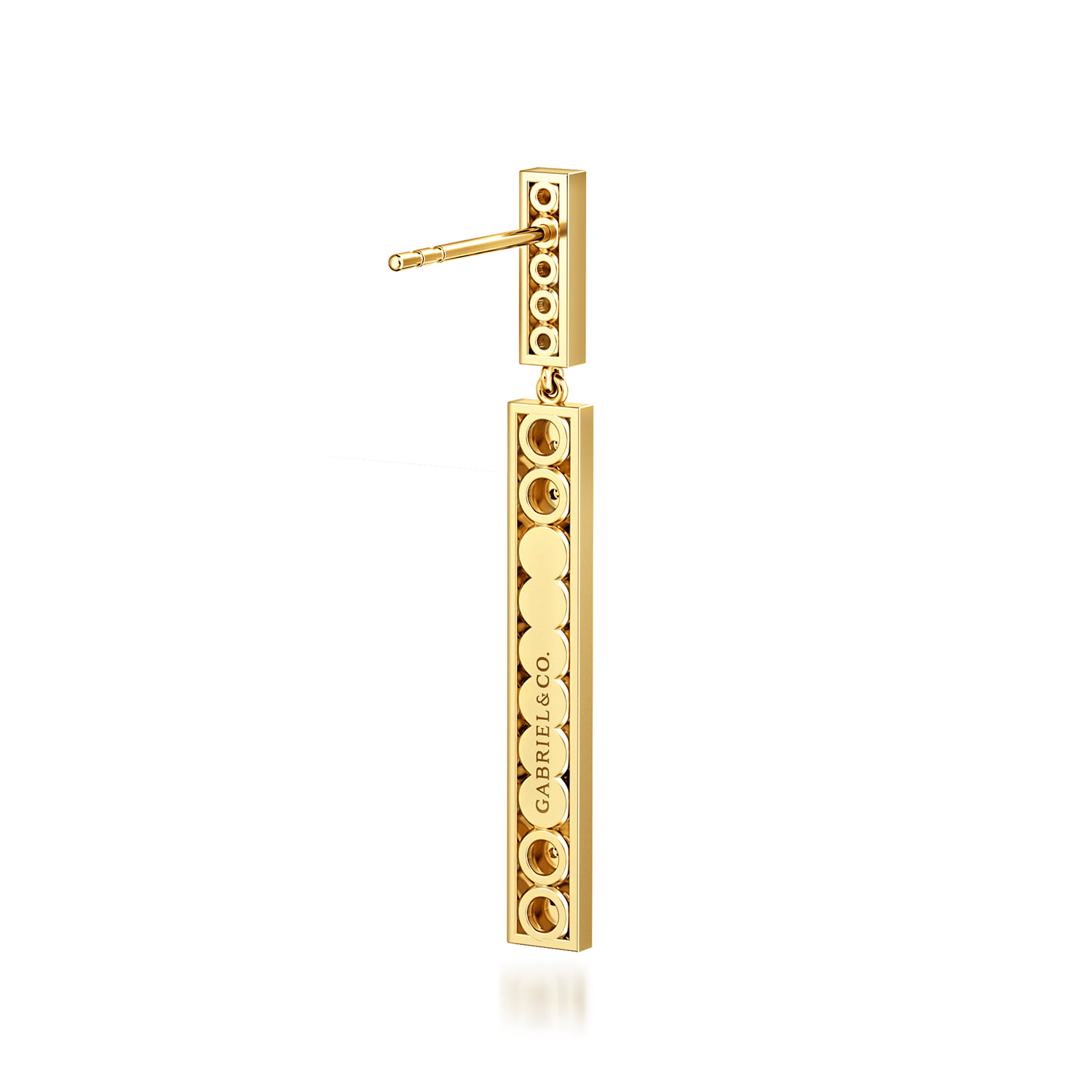 Diamond Pyramid Stud Drop Earrings in 14K Yellow Gold, photograph 2