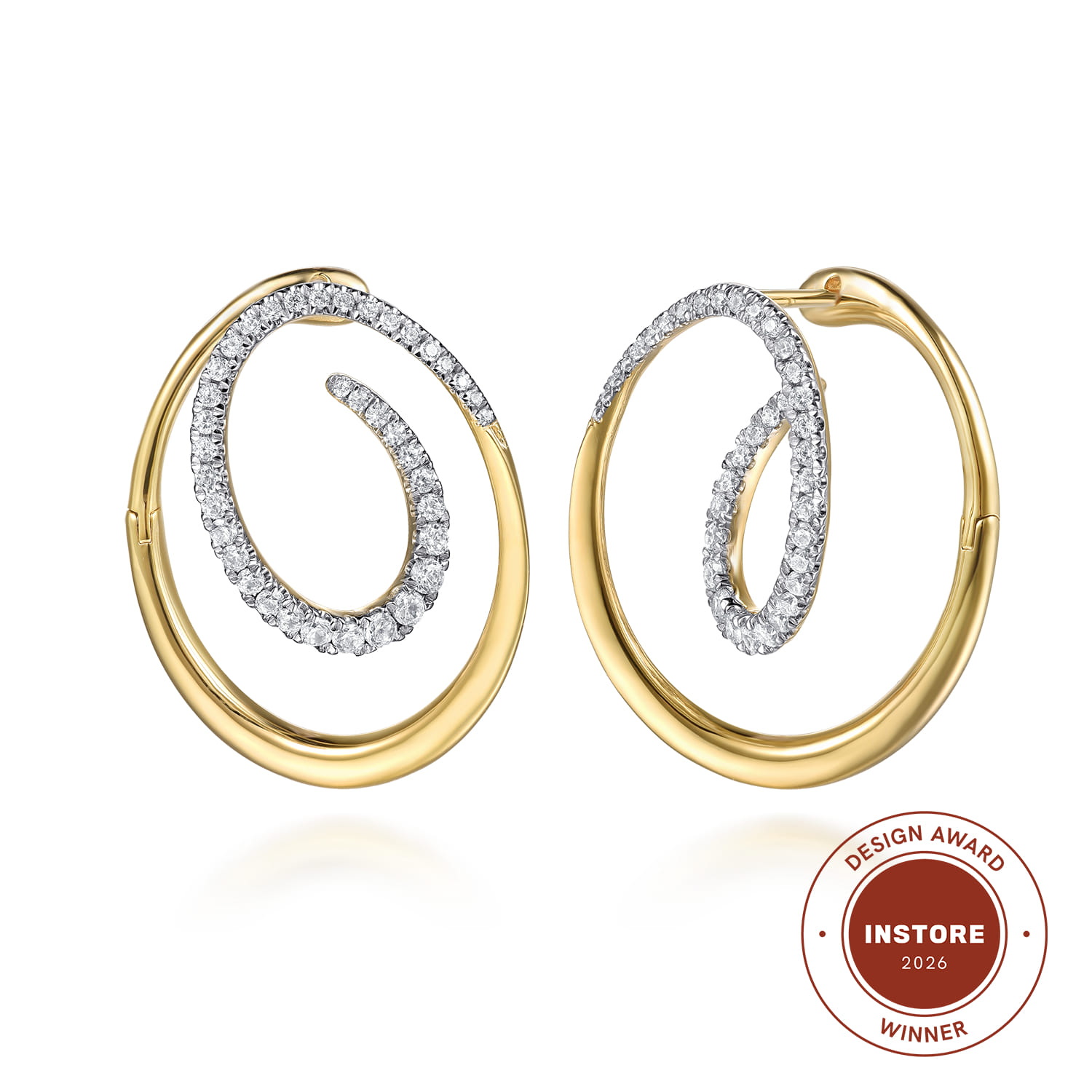 Diamond Swirl Bypass Hoop Earrings