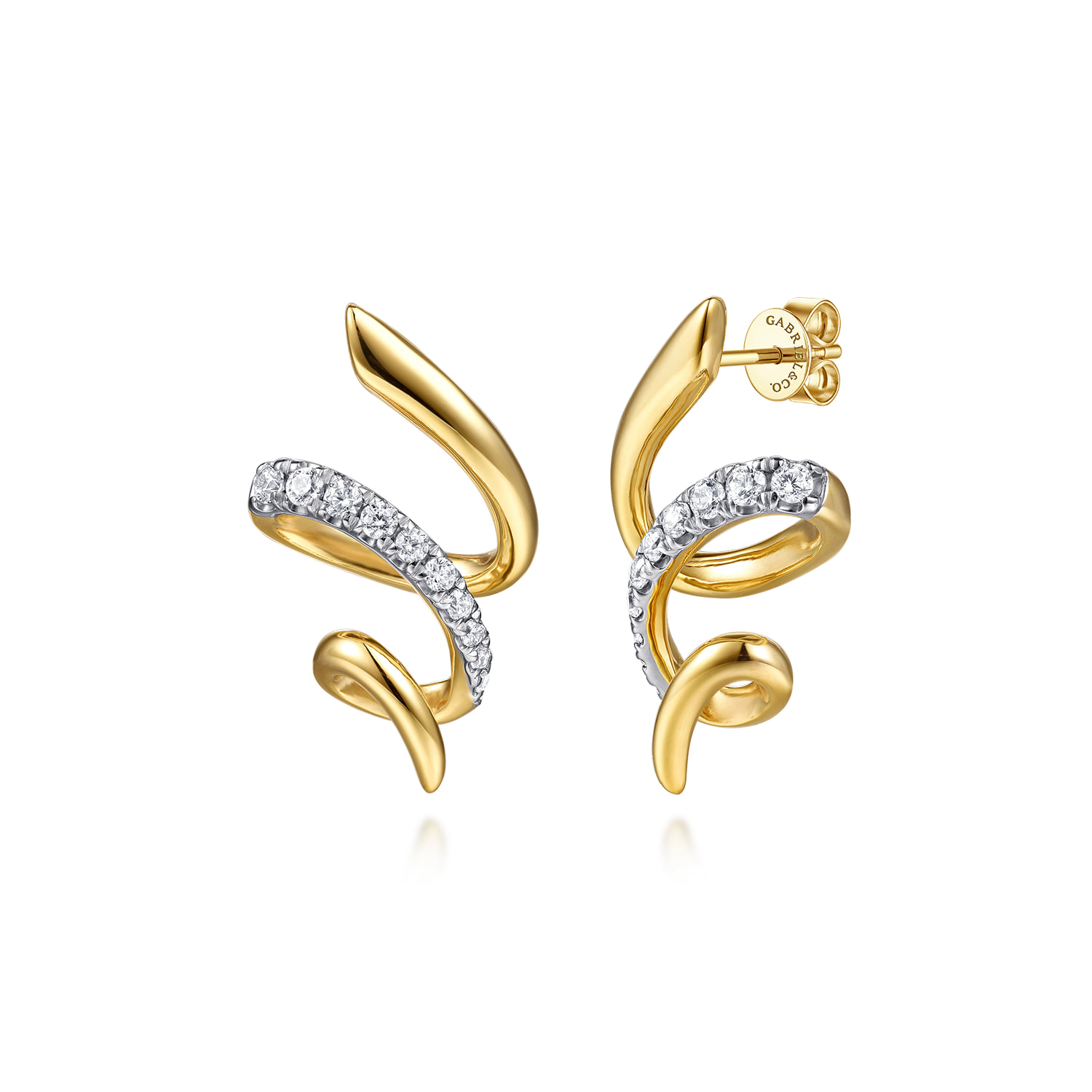 Diamond Swirl Stud Drop Earrings