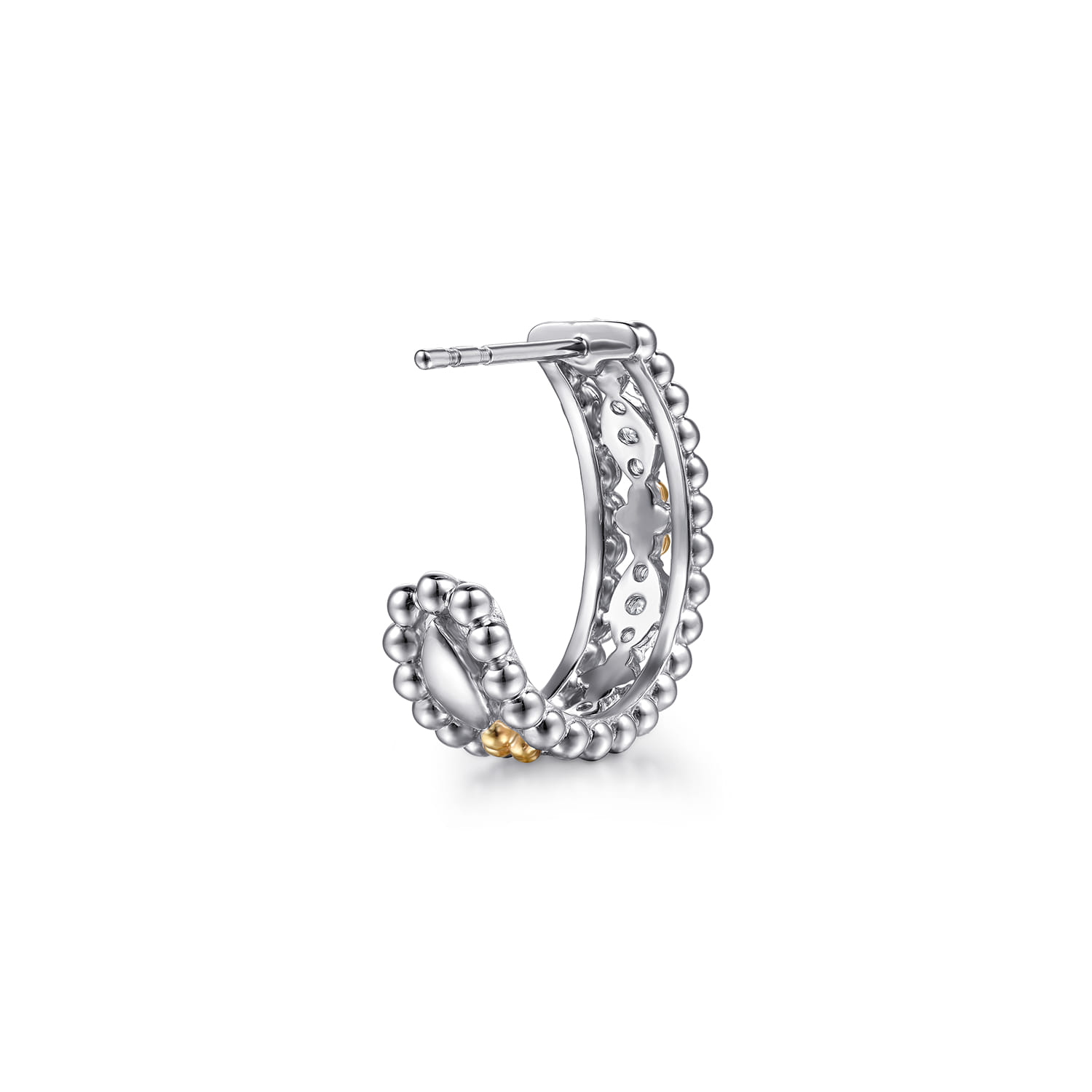 and Bujukan White Sapphire J Hoop Earrings in 14K Yellow Gold, photograph 2