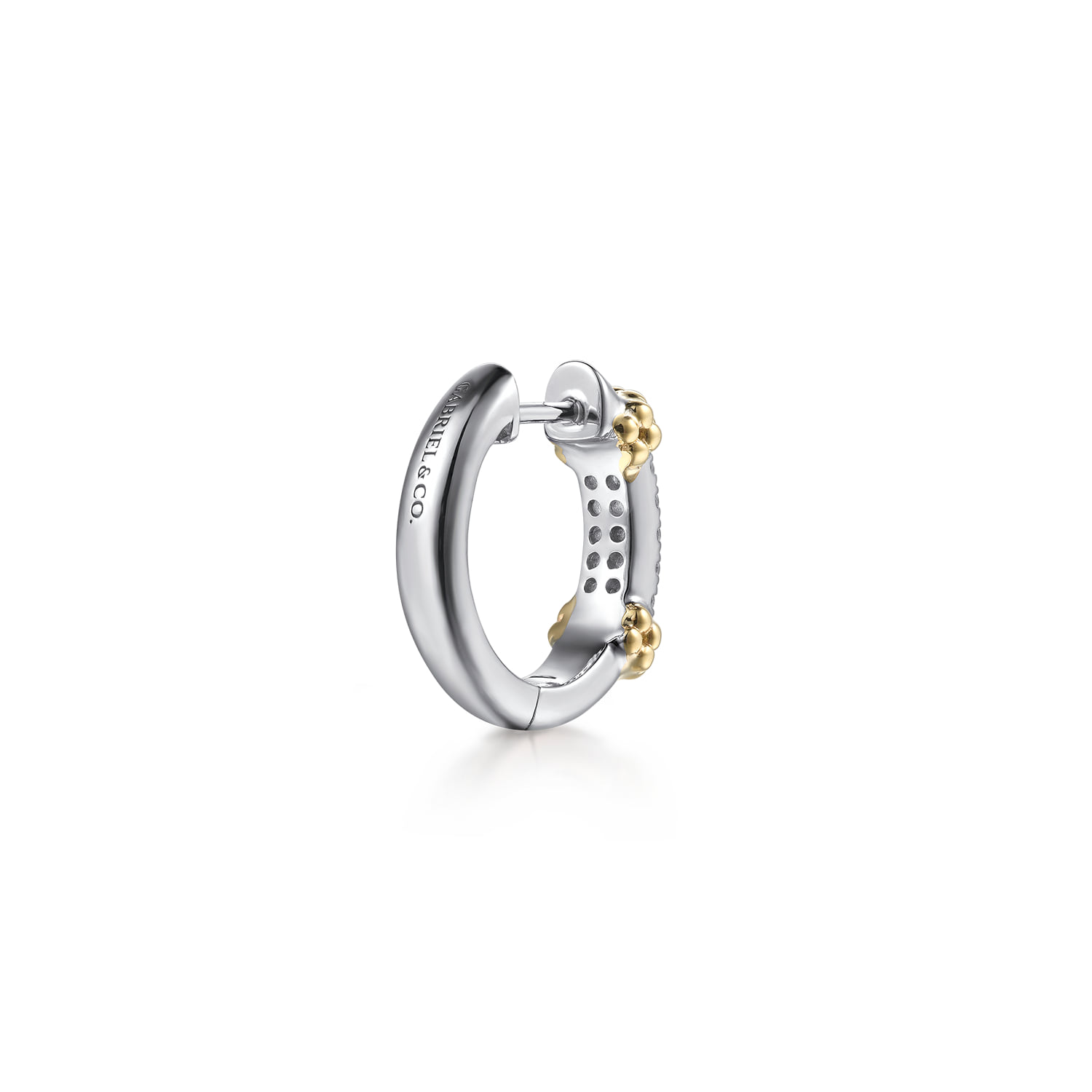 and Bujukan White Sapphire Huggie Earrings in 14K Yellow Gold, photograph 2