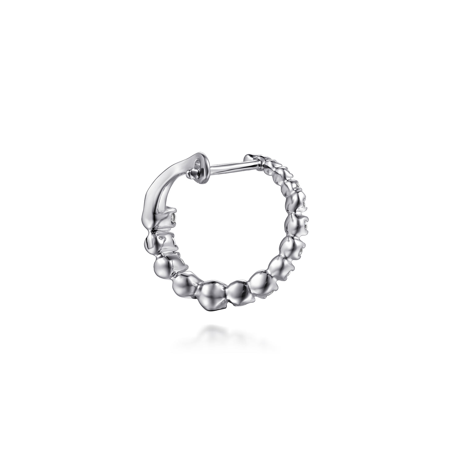 Diamond Bypass Hoop Earrings in 14K White Gold, photograph 2