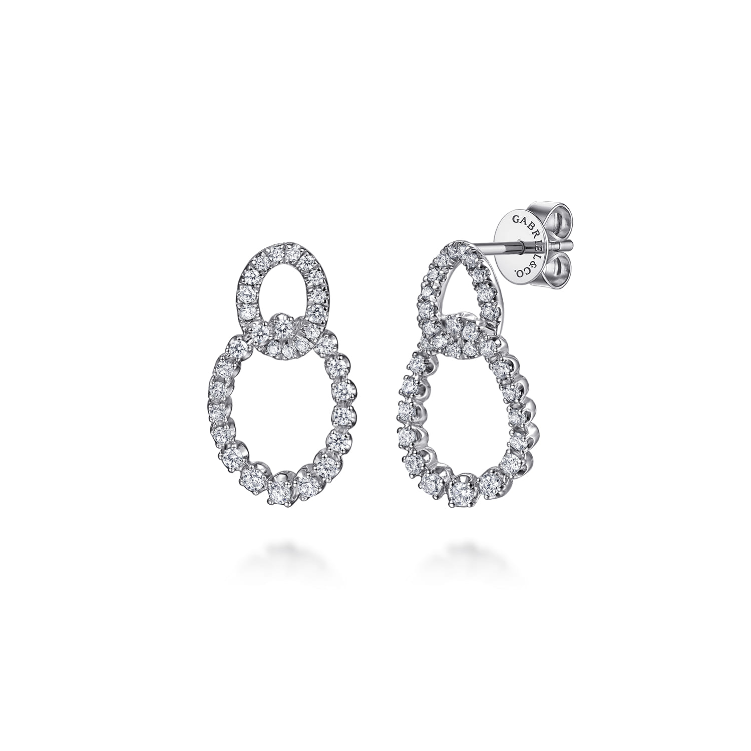 Diamond Link Stud Drop Earrings