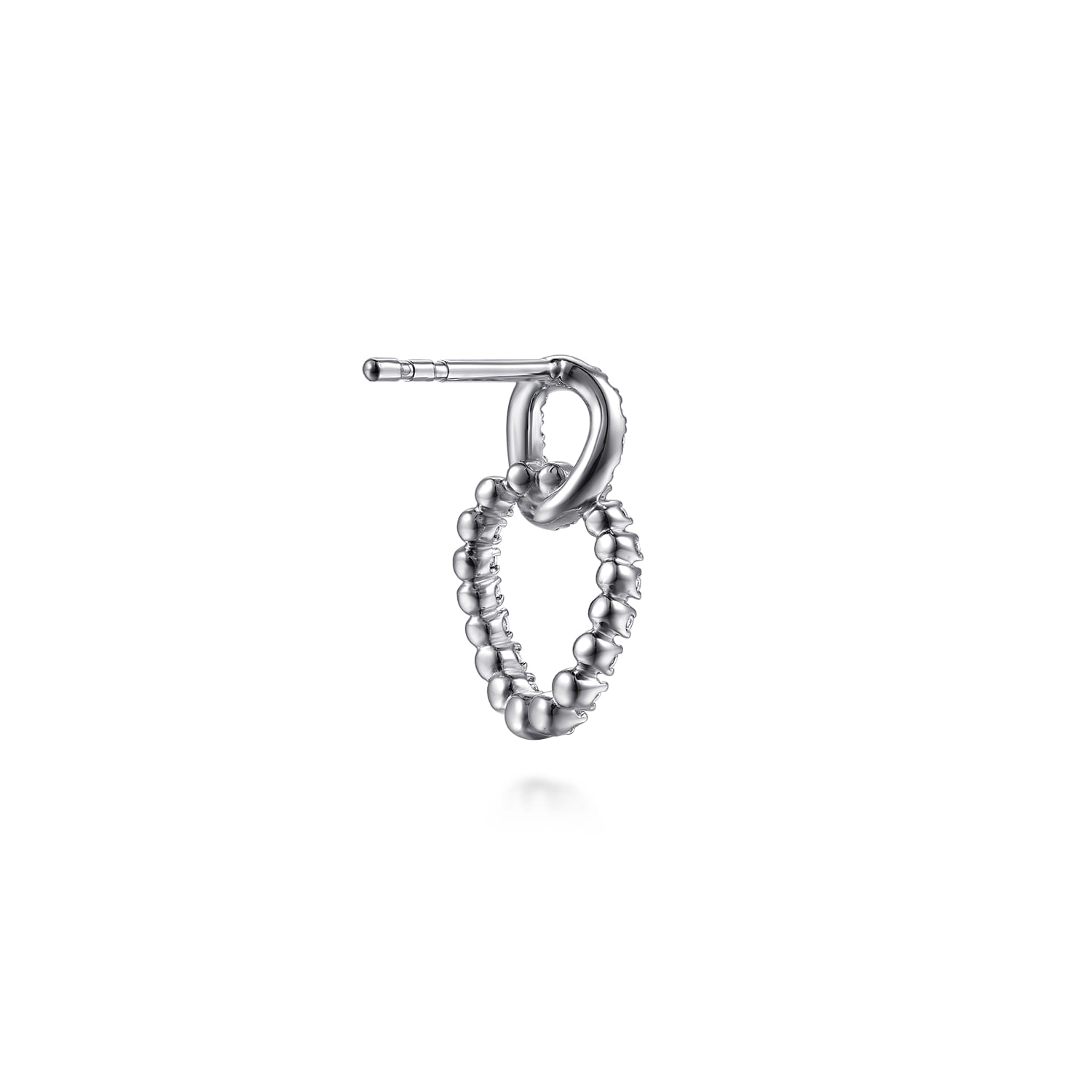 Diamond Link Stud Drop Earrings in 14K White Gold, photograph 2