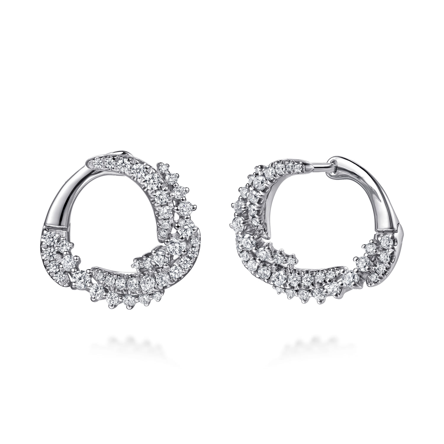 Diamond Swirl Bypass Hoop Earrings