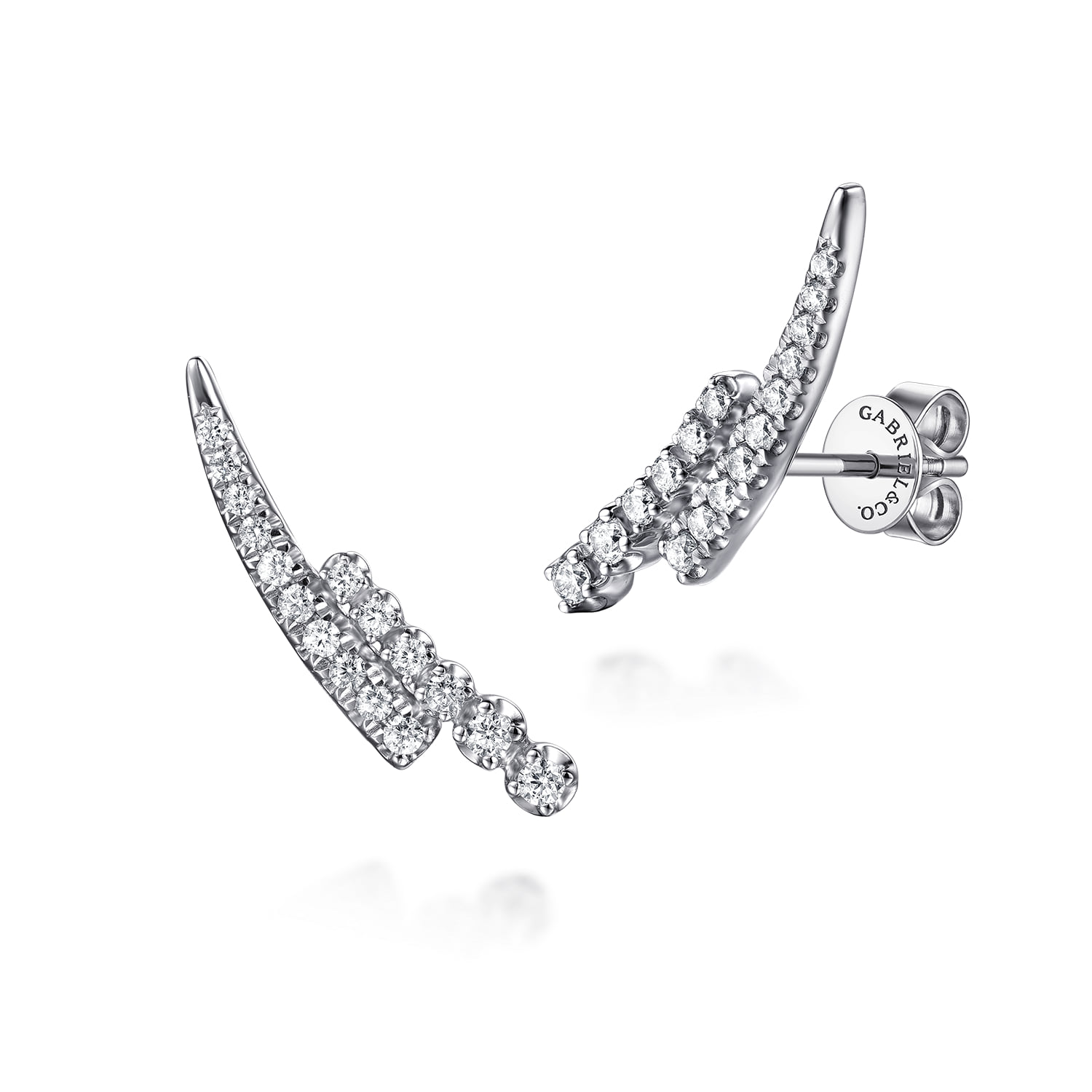 Diamond Double Row Stacked Ear Climber Earrings