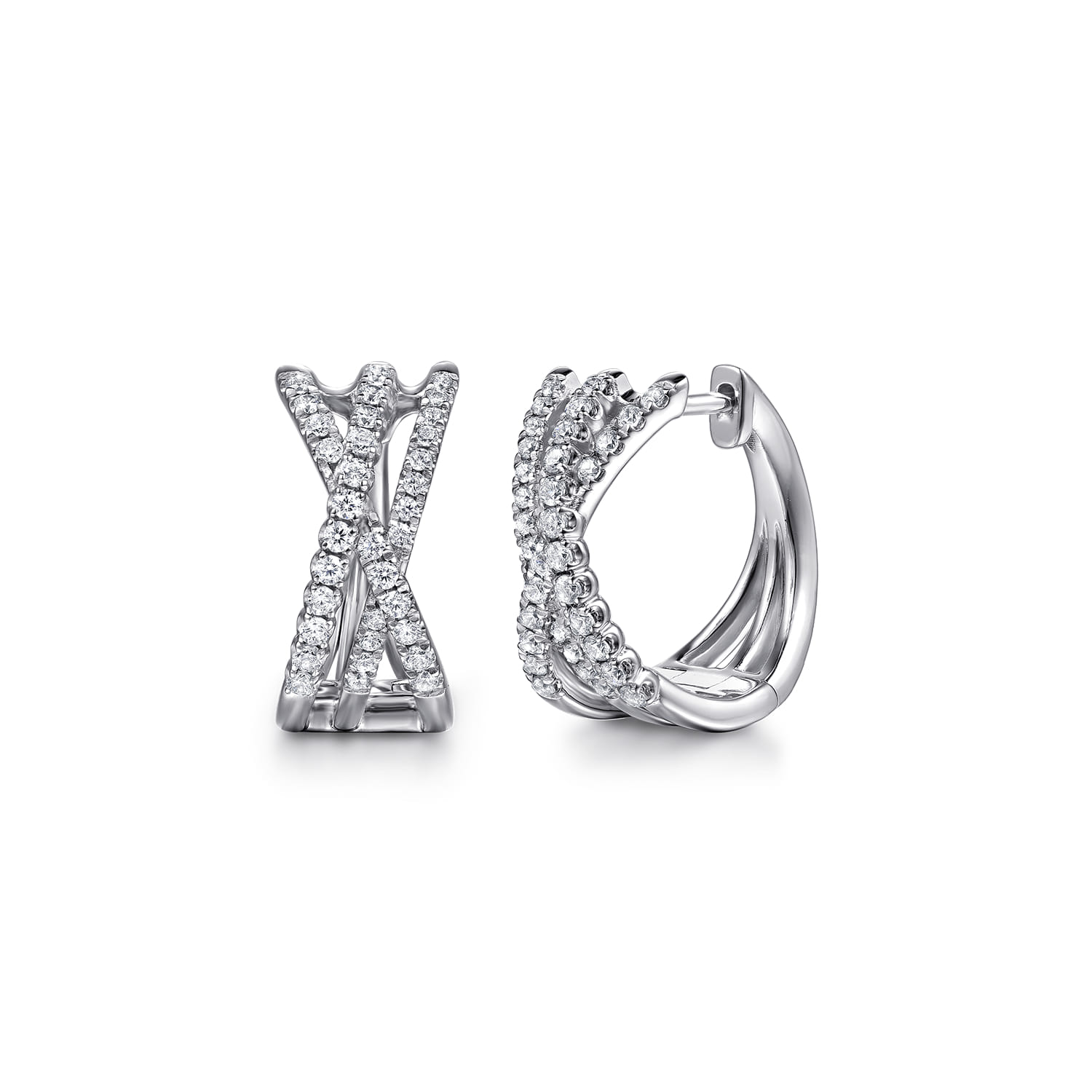 Diamond Criss Cross Huggie Earrings