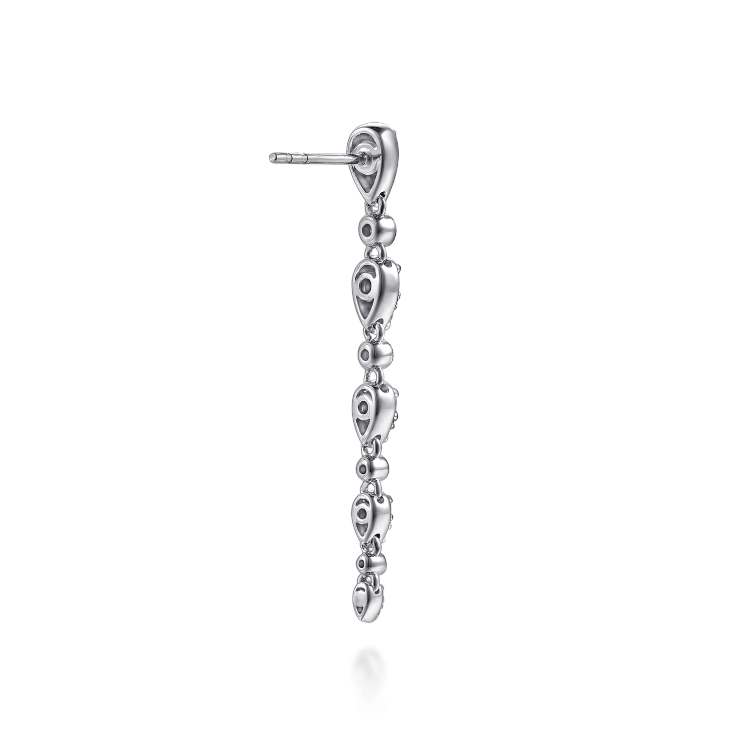 Diamond Stud Drop Earrings in 14K White Gold, photograph 2