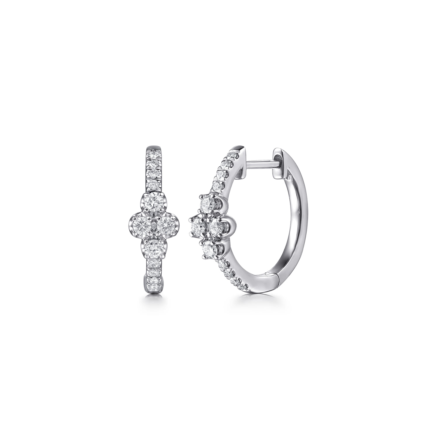 Diamond Clover Huggie Earrings