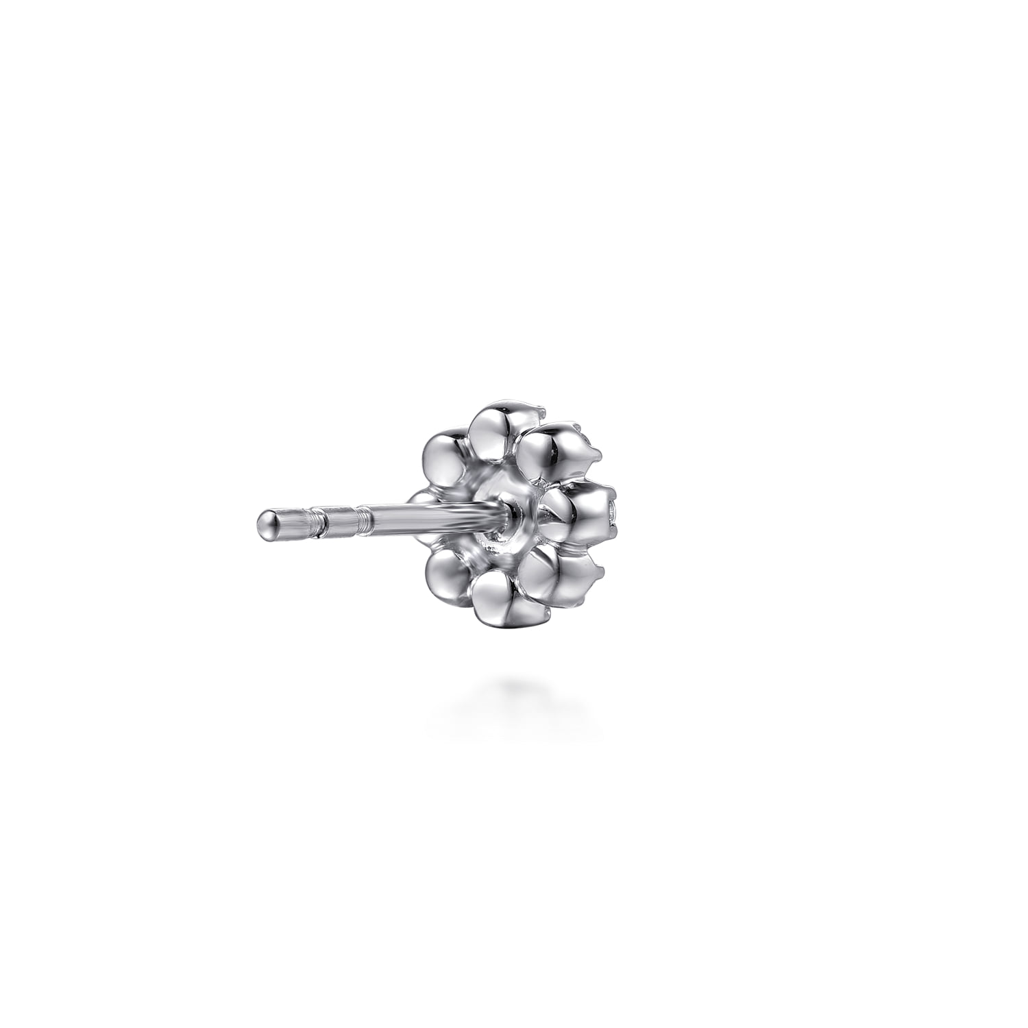 Diamond Floral Stud Earrings in 14K White Gold, photograph 2