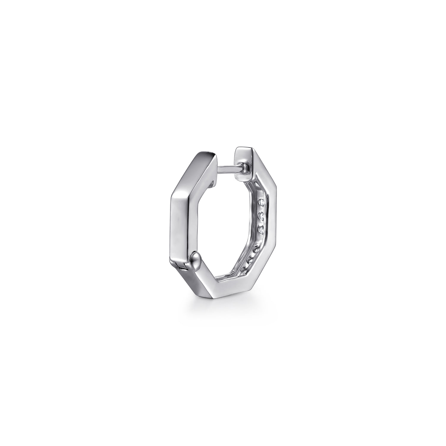 Diamond Huggie Earrings in 14K White Gold, photograph 2
