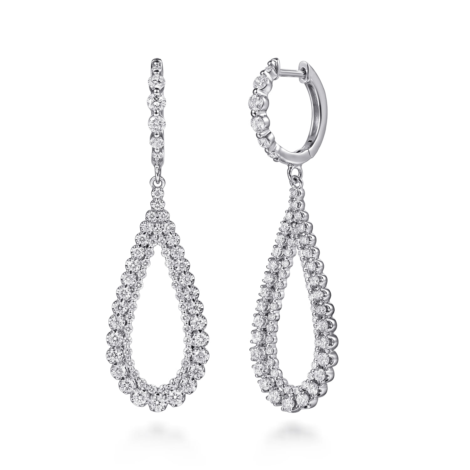 Diamond Teardrop Huggie Drop Earrings