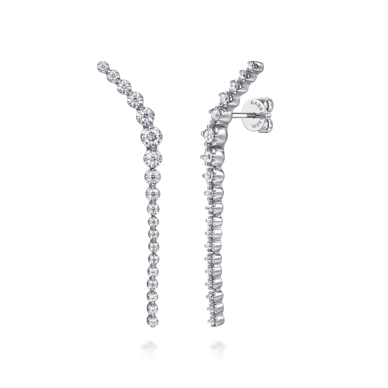 Diamond Graduating Ear Climber Drop Earrings