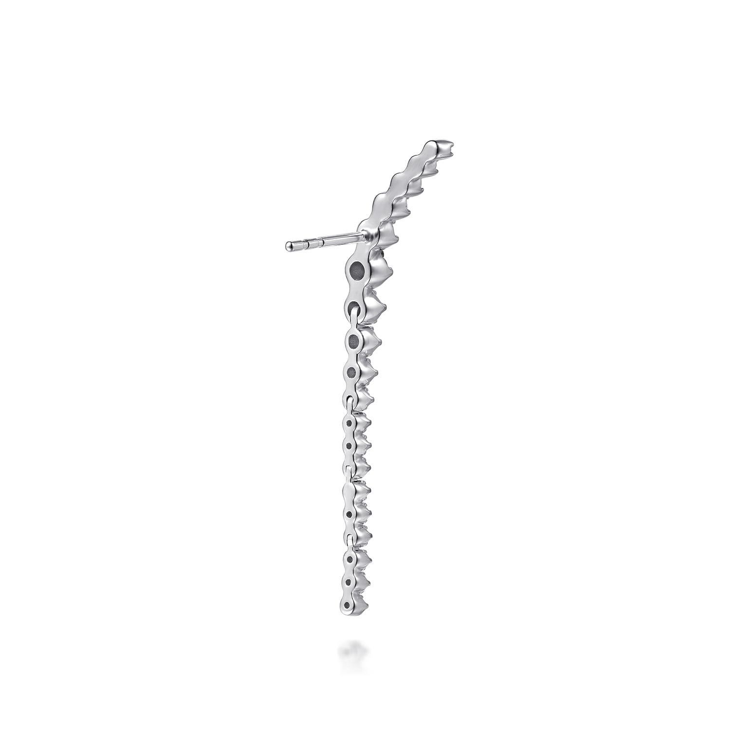 Diamond Graduating Ear Climber Drop Earrings in 14K White Gold, photograph 2