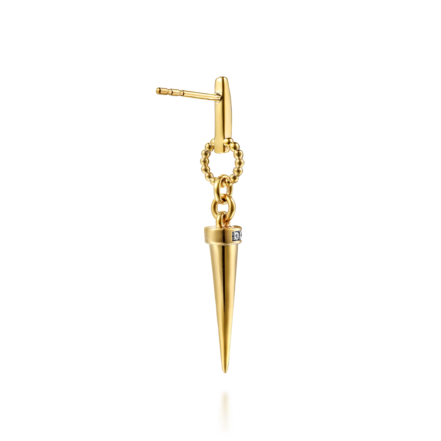 Bujukan Link and Diamond Bullet Stud Drop Earrings in 14K Yellow Gold, photograph 2