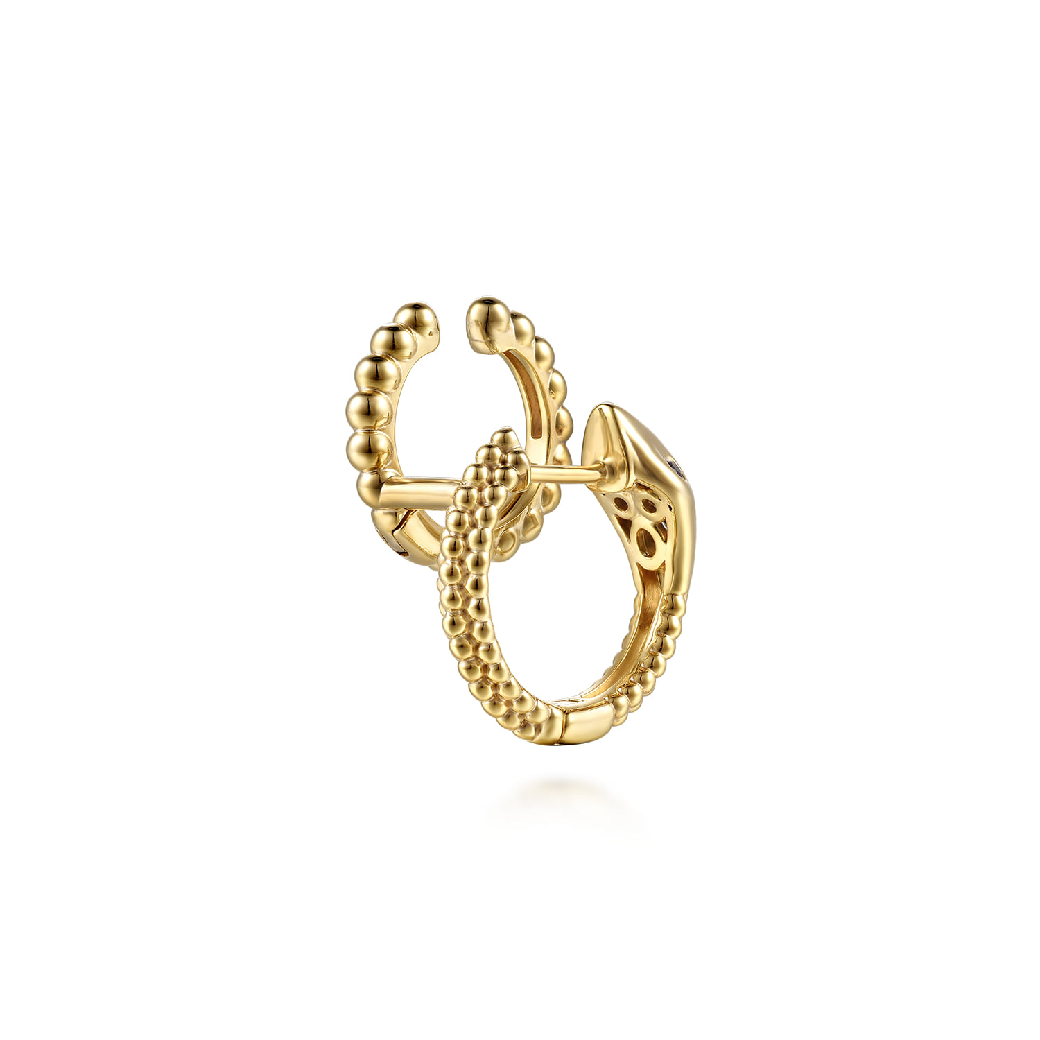 Bujukan Diamond and Ruby Snake Stuggies Earrings in 14K Yellow Gold, photograph 2
