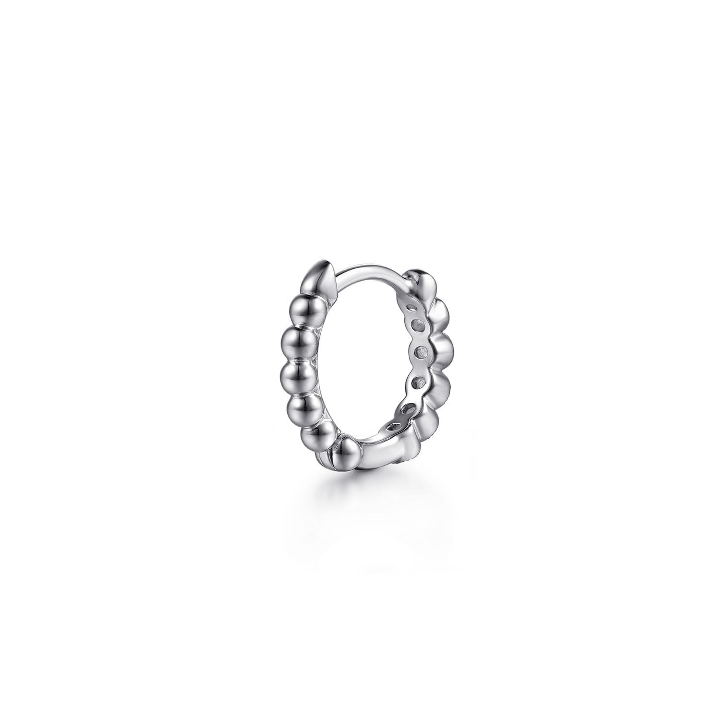 White Sapphire Bujukan Huggie Earrings in Sterling Silver, photograph 2