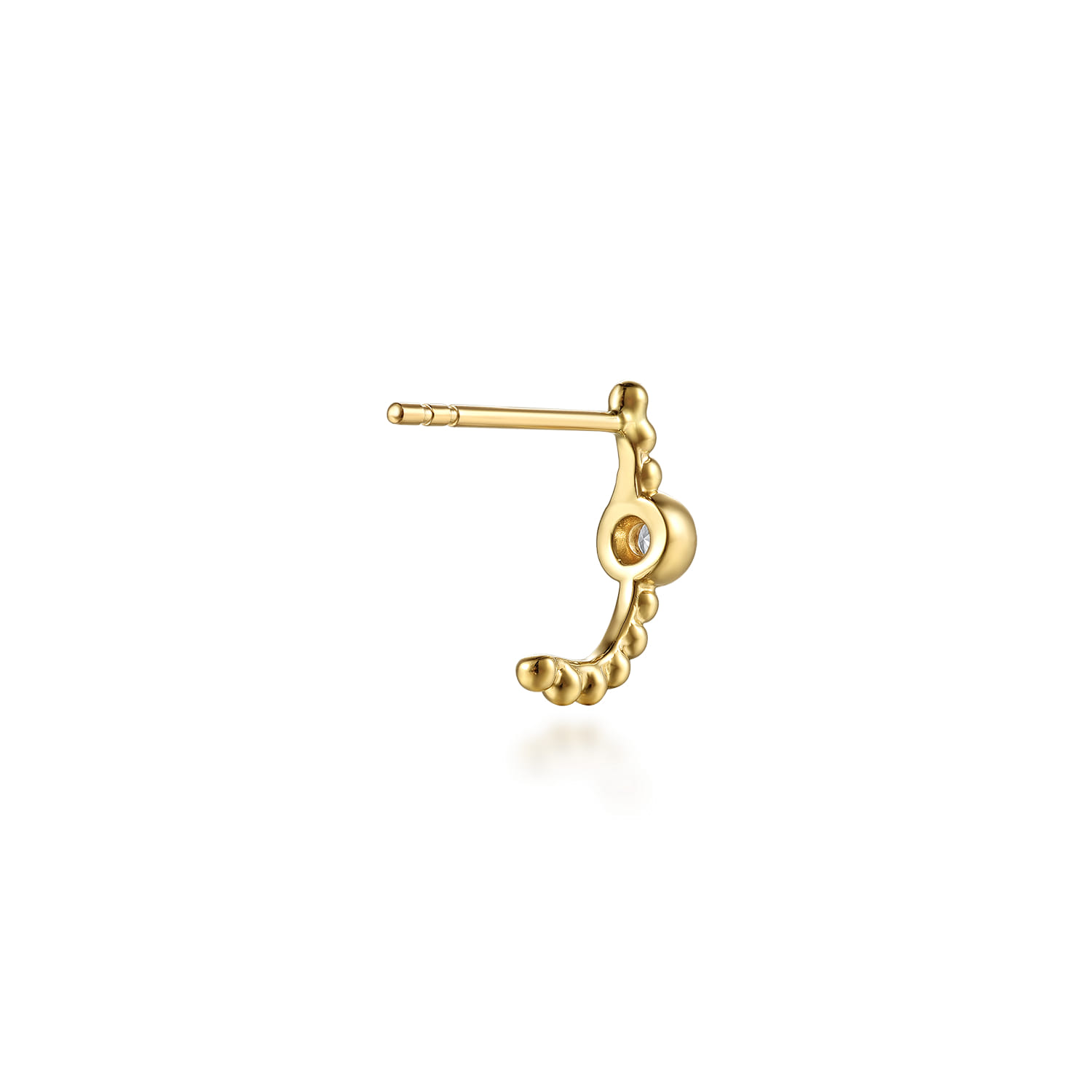 Bujukan White Sapphire J Hoop Earrings in 14K Yellow Gold, photograph 2
