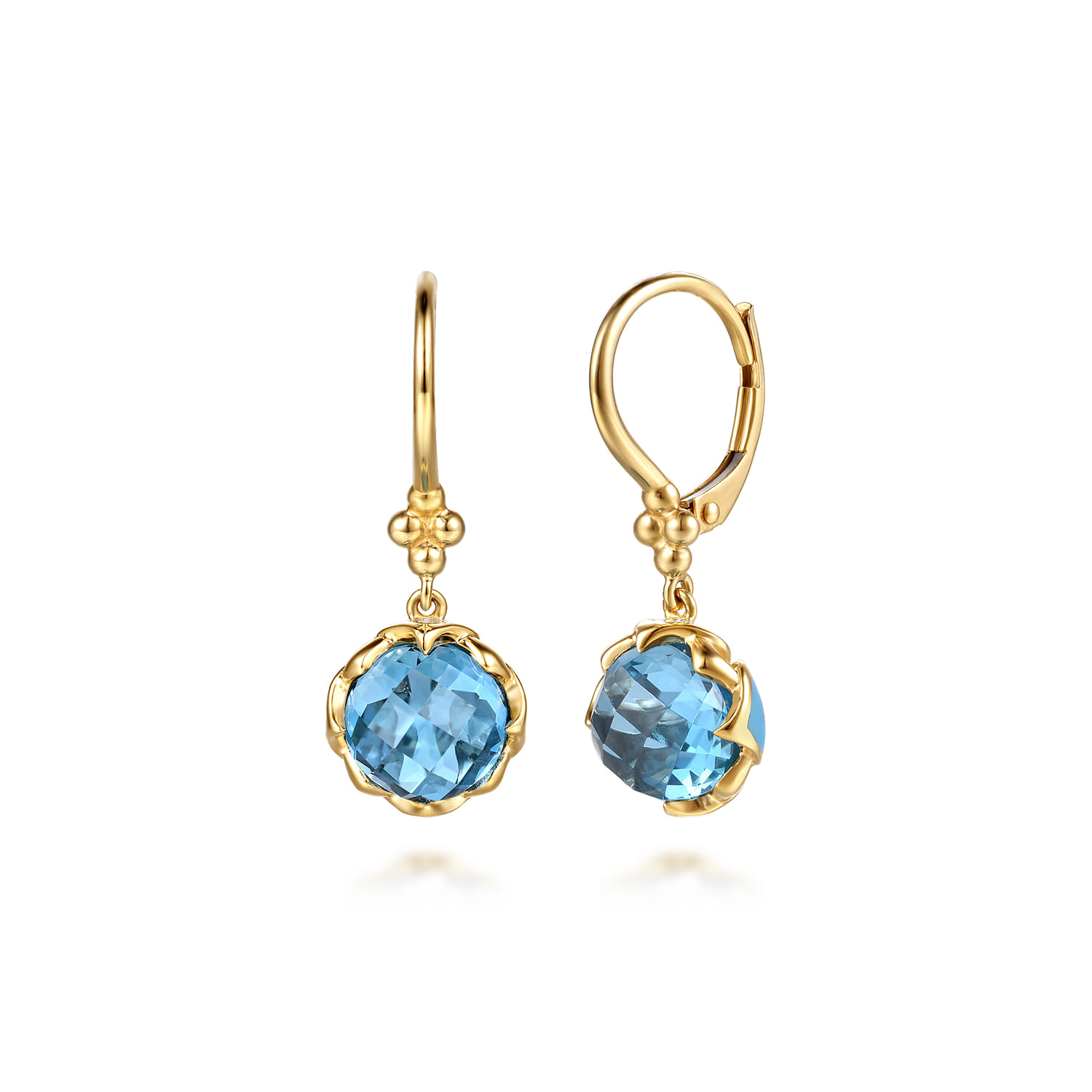Bujukan Blue Topaz Clover Drop Earrings with Dusk Blue Enamel