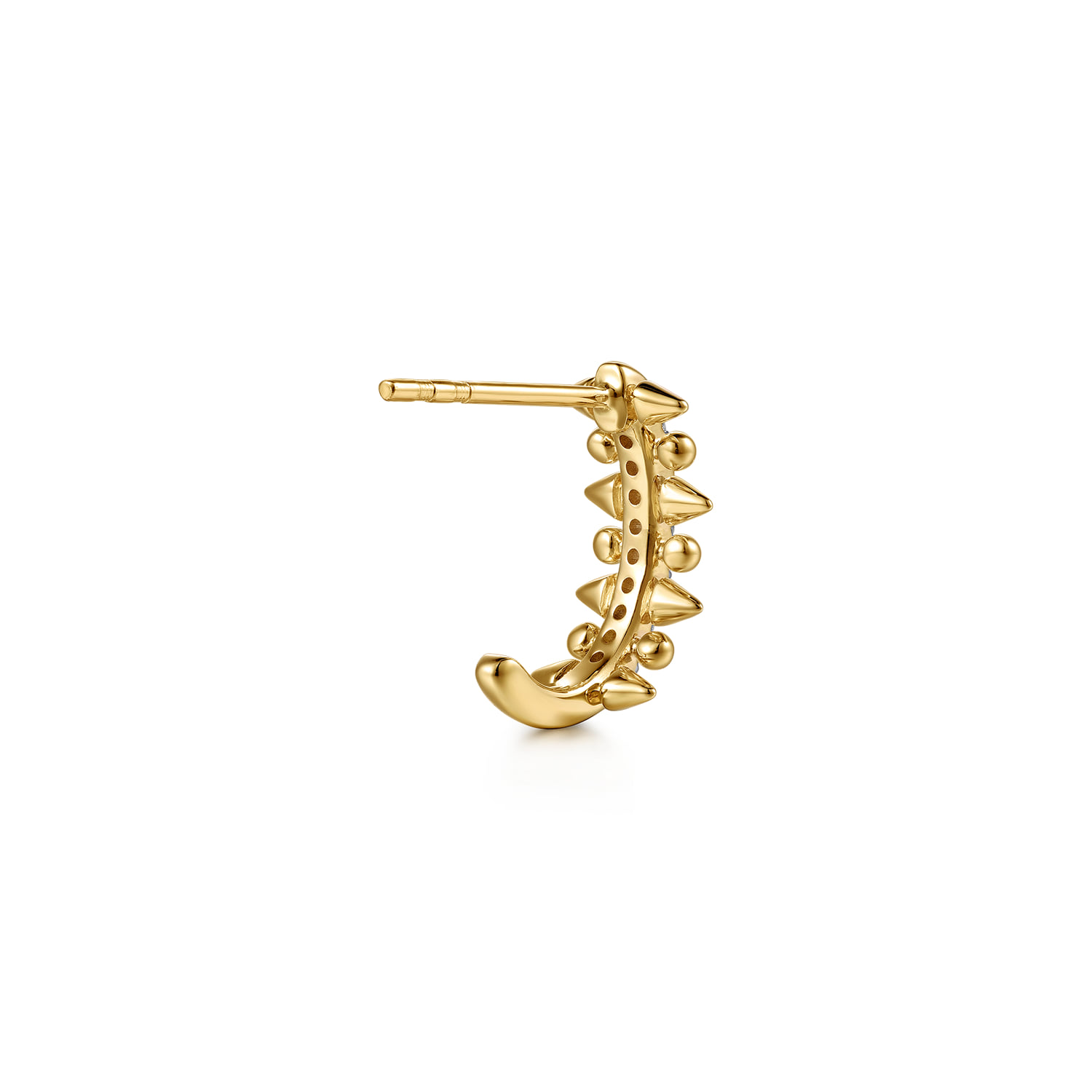 Bujukan Diamond Spike J Hoop Earrings in 14K Yellow Gold, photograph 2