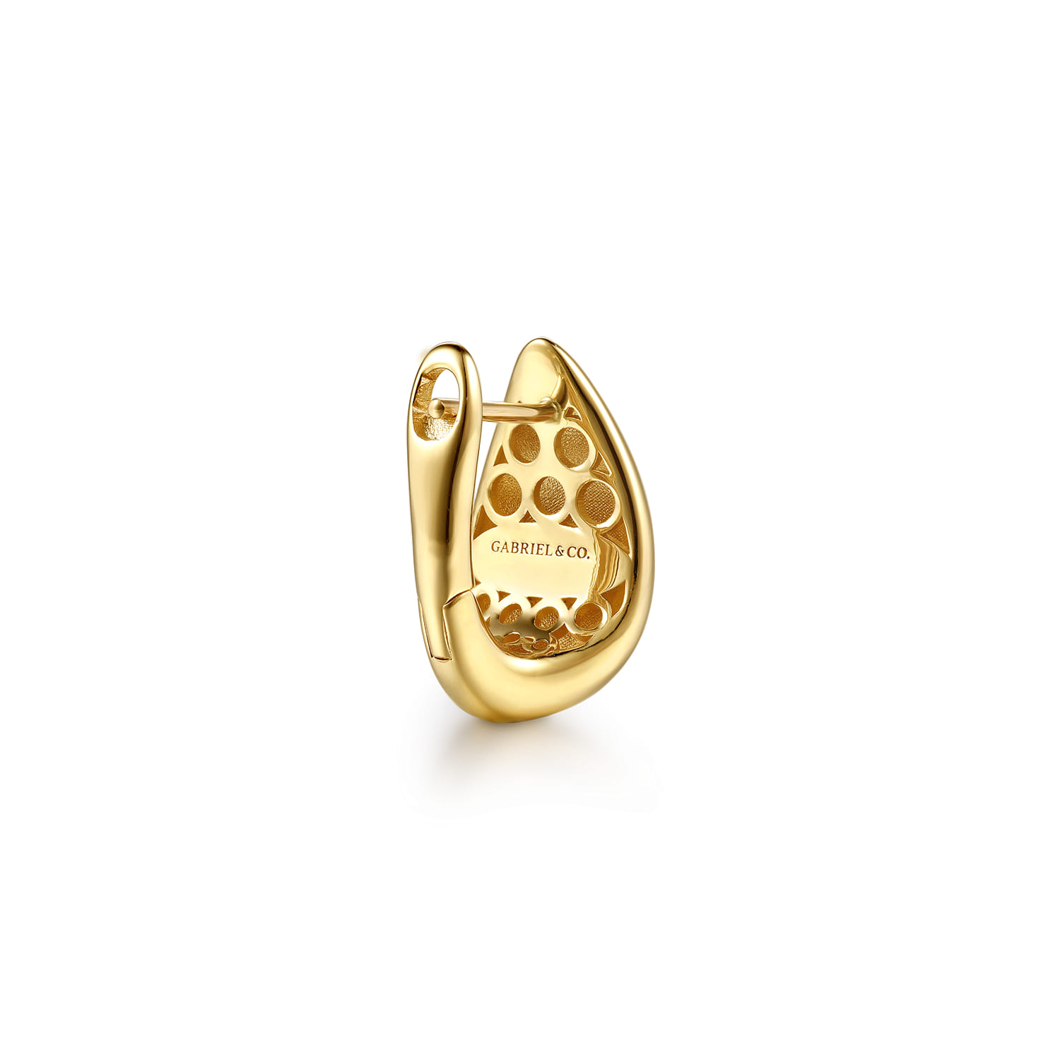 Diamond Clover Huggie Earrings in 14K Yellow Gold, photograph 2